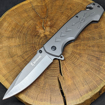 Нож складной туристический для рыбалки и охоты Browning нож с стропорезом и стеклобоем DA-106