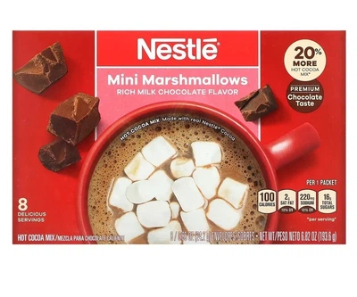 Мини-зефир, насыщенный молочный шоколад, Nestle Hot Cocoa Mix, 8 конвертов (HCM-76508)