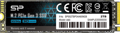 Dysk SSD Silicon Power P34A60 2TB NVMe M.2 2280 PCIe 3.0 x4 3D NAND (TLC) (SP002TBP34A60M28)