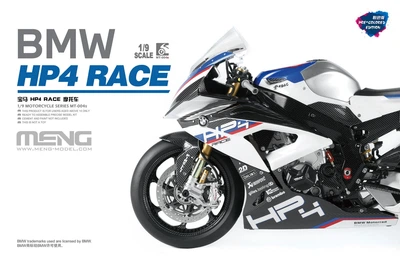 Сборная модель 1/9 мотоцикл BMW HP4 Race Pre-coloured Meng Model MT-004s