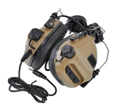 Активні навушники Earmor M32H MOD 3 з кріпленням на шолом койот