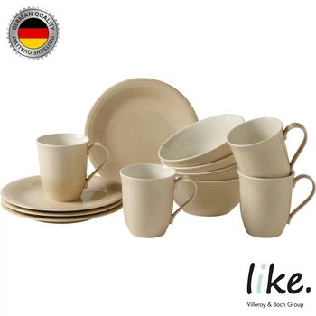 Набор столовой посуды Villeroy & Boch Color Loop Like Sand на 4 персоны 12 предметов фарфор песочный