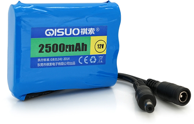 Аккумуляторная батарея QiSuo литиевая 12V 2.5A с элементами Li-ion 18650 DC5.5x2.1 (YT19220)