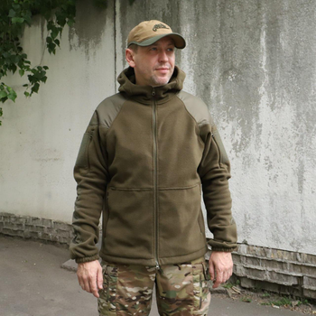 Флісова тактична куртка з капюшоном Шерман олива розмір 54 (926)