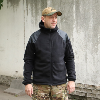 Флісова тактична куртка з капюшоном Шерман чорний розмір 48 (926)