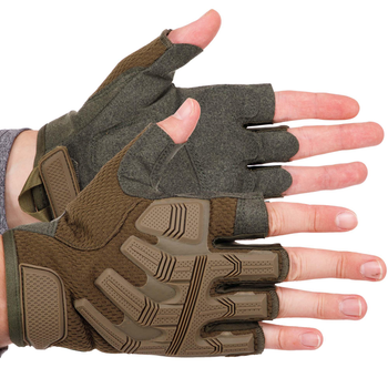 Тактичні рукавички з відкритими пальцями SP-Sport BC-8808 Колір: Оливковий розмір: XL