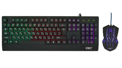 Клавиатура игровая мембранная с мышкой и подсветкой UKC Zeus M-710 LED Black/Черная