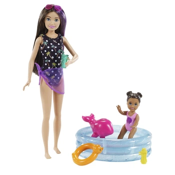 Ігровий набір з ляльками Barbie Няня Барбі Басейн GRP39 (887961909609)