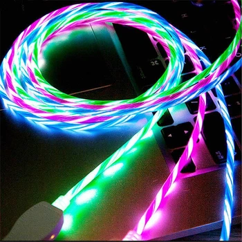 Кабель USB Lightning (iPhone, iPad) з неоновим підсвічуванням 2А, 1м - різнокольоровий