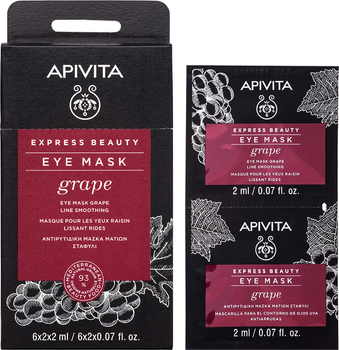Maska do cery wokół oczu Apivita Express Beauty z winogronami Wygładzanie zmarszczek 2 szt x 2 ml (5201279072315)