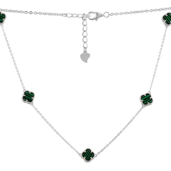 Серебряное колье с малахитом, вес изделия 5,99 гр (2128854)