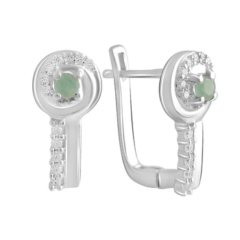 Серебряные серьги с натуральным изумрудом 0.19ct (2106265)