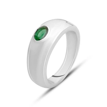 Серебряное кольцо с изумрудом nano 0.342ct, вес изделия 5,03 гр (2141143)