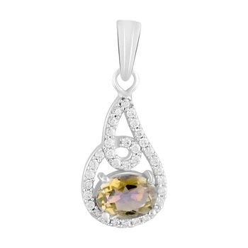 Серебряная подвеска с цитрином nano 1.6ct, фианитами (2122777)