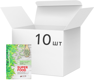 Набор тканевых масок для лица Eyenlip Super Food Green Tea Mask Зеленый чай 23 мл х 10 шт (8809555251416)