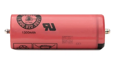 Аккумулятор 18500 Li-Ion Sanyo UR18500Y 2pins для бритв Braun, 1300mAh, 2.6A, 4.2/3.7/2.75V, Red