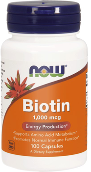 Добавка харчова Now Foods Біотин 1000 мг 100 капсул (733739004697)