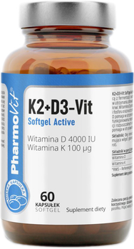 Pharmovit Witamina K2 D3 Softgel Active 60 kapsułek (5902811239950)