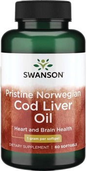 Харчова добавка Swanson Pristine норвезька олія печінки тріски 60 капсул (87614170480)