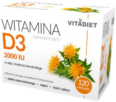 Vitadiet Akavit Witamina D3 2000 IU 120 kapsułek (5900425006463)