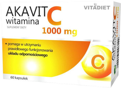 Харчова добавка Vitadiet Akavit Вітамін С 1000 мг 60 капсул для імунітету (5900425006142)