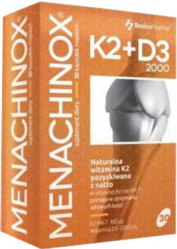 Харчова добавка Xenico Pharma Менахінокс K2+D3 2000 30 капсул (5905279876118)