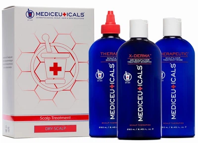 Набір для сухої шкіри голови Mediceuticals Scalp Treatment Kit Dry Scalp ( Шампунь X-Derma 250ml, Кондиціонер Therapeutic 250ml, Очищаючий догляд Therarx 250ml )