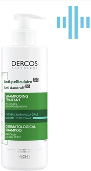 Vichy Dercos Szampon o wzmocnionym działaniu przeciwłupieżowym do włosów przetłuszczających się i podrażnionej skóry głowy 390 ml (3337871331290)