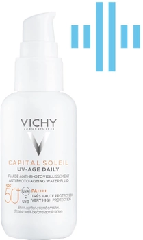 Lekki fluid do opalania Vichy Capital Soleil UV-Age Daily przeciw oznakom fotostarzenia skóry twarzy SPF 50+ 40 ml (3337875762298)