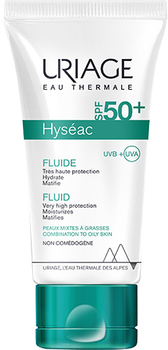 Fluid przeciwsłoneczny do twarzy Uriage Hyseac Fluide SPF 50+ Nawilżający + Z efekctem matującym do skóry tłustej i mieszanej 50 ml (3661434001932)