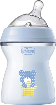 Пляшка для годування пластикова Chicco Natural Feeling Color 250 мл 2 м + Блакитна (81323.20)