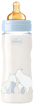 Chicco Original Touch plastikowa butelka do karmienia z lateksowym smoczkiem 4m+ 330 ml niebieski (27634.20)