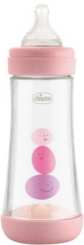 Chicco Perfect 5 plastikowa butelka do karmienia z silikonowym smoczkiem 4m+ 300 ml różowy (20235.10.40)
