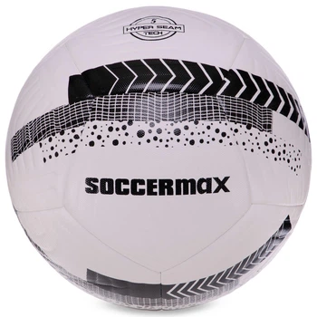 М'яч футбольний №5 PU ламінований гібридна зшивка HYBRID SOCCERMAX FIFA (PU, Білий-чорний) (FB-3113_Білий-чорний)
