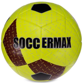 М'яч футбольний №5 PU ламінований гібридна зшивка HYBRID SOCCERMAX FIFA (PU, Жовтий-бордовий) (FB-3124_Жовто-бордовий)
