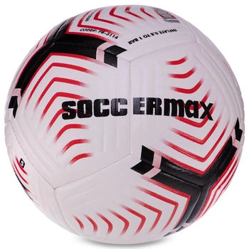 М'яч футбольний №5 PU ламінований гібридна зшивка HYBRID SOCCERMAX FIFA (PU, Білий-чорний-бордовий) (FB-3114_Білий-чорний-бордовий)