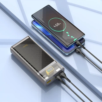 Power bank Hoco J103A (20000mAh / Out: 2USB 22,5W QC3.0, Type-C 20W PD / In: Type-C 18W PD) з LED Дисплеєм, Cірій