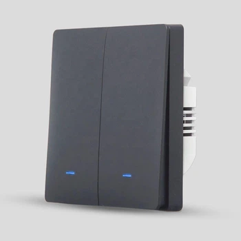 Вимикач Zigbee Tuya чорний (2 клавіші, без нуля)