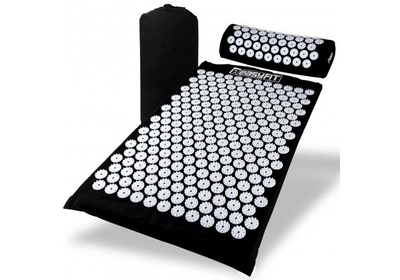 Массажный коврик Easyfit с подушкой (аппликатор Кузнецова) Черный с белым