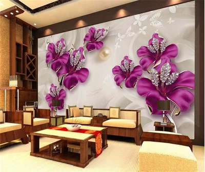 3D Фото Обои PHOTODECOR "3D Цветы со стразами"