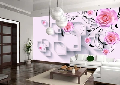 3D Фото Обои PHOTODECOR "Розовые розы и виньетки" 1 кв.м.