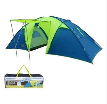 Палатка шестиместная двухслойная, двухкомнатная для туризма Green Camp 1002 сине-зеленая