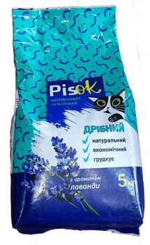Бентонитовый наполнитель PisOk Мелкий №3 с ароматом Лаванды 5 кг.
