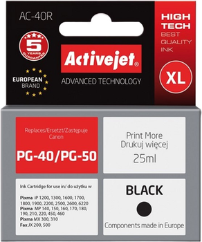 Картридж Activejet Premium для Canon PG-40 Black (AC-40R)
