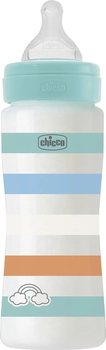 Пляшечка для годування пластикова Chicco Well-Being Colors з силіконовою соскою 4м+ 330 мл М'ятна (28637.21)