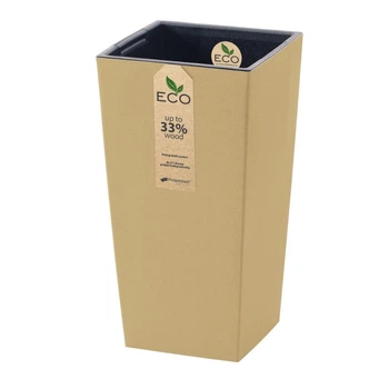 Горщик пластиковий для квітів Prosperplast Urbi Square ECO DURS400W-CY728 кремовий