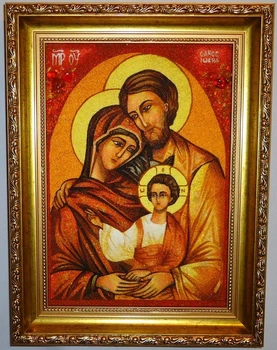 Икона из янтаря Prezent Святое семейство 20*30 см