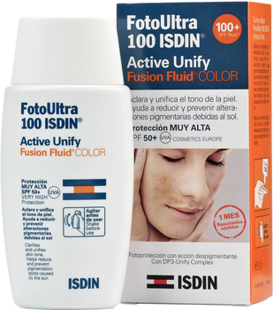 Тональний флюїд для обличчя Isdin FotoUltra 100 Active Unify/Fusion Fluid Color SPF 50+ 50 мл (8470001674227)