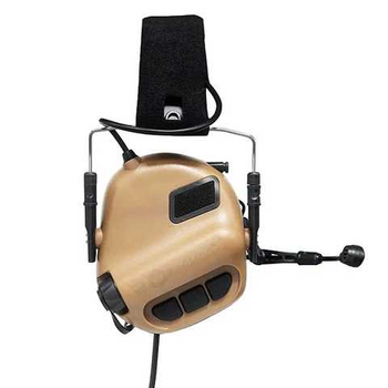 Активні тактичні навушники з мікрофоном Earmor M32 MOD4 Coyote + батарейки
