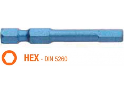 Бита ударная USH Blue Shock HEX 6 x 50мм шестигранная удлиненная 5шт (UUSE0063474)